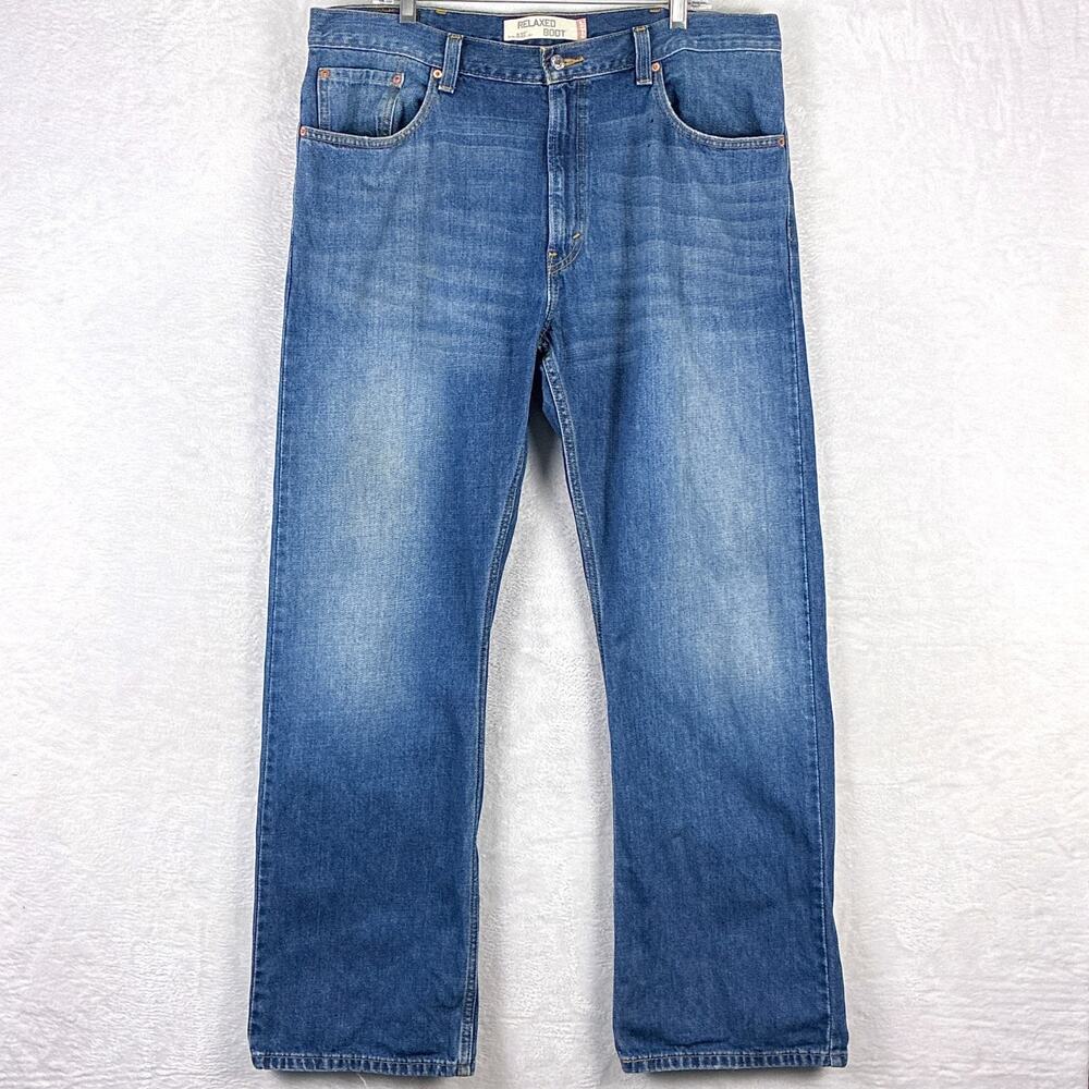 VTG Levis 557 Relaxed Bootcut Jeans Men 38x32 (38x34) Whiskered Distressed Faded